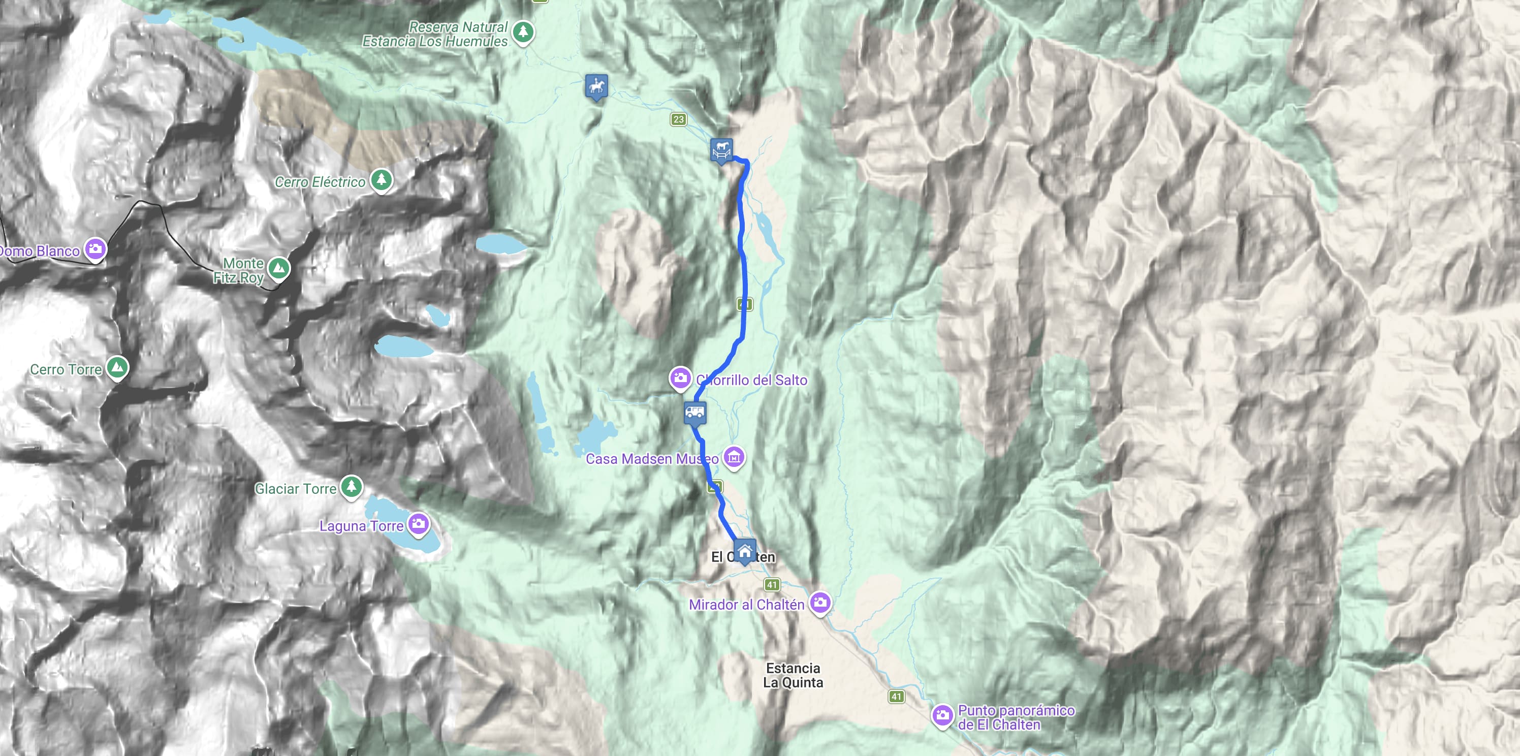 Map Short Horseback Ride at Estancia Bonanza