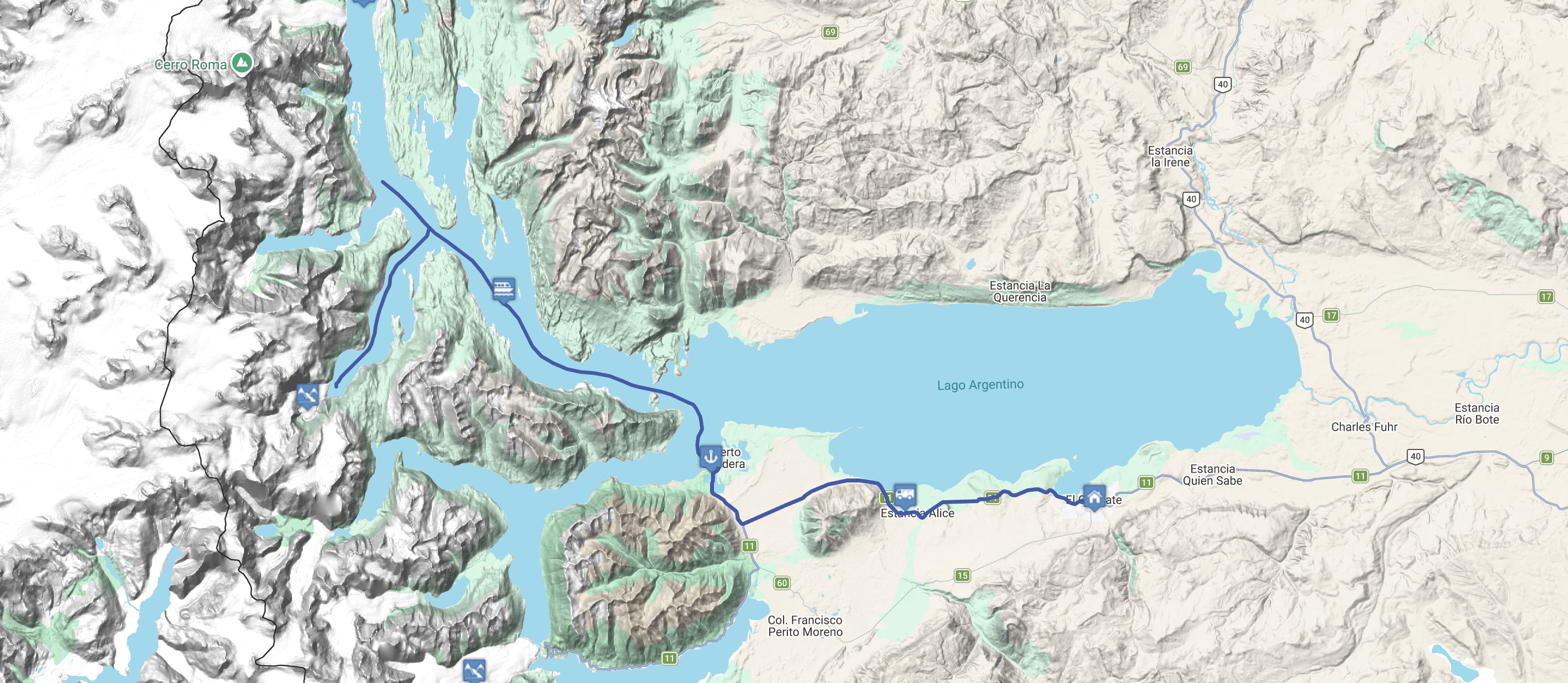 Map Ríos de Hielo Express