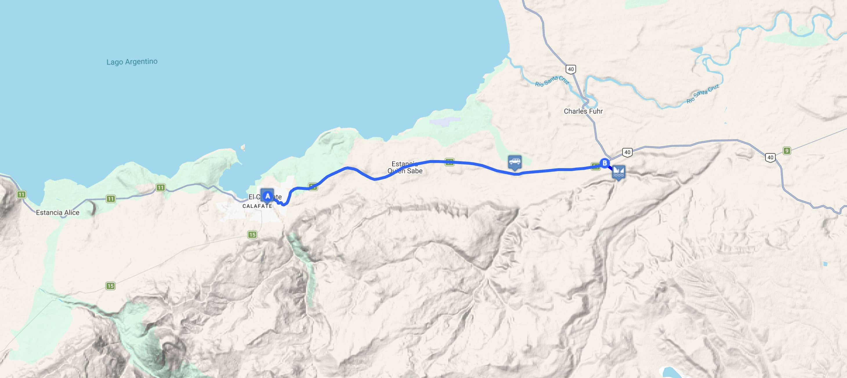 Map Calafate Night Tour