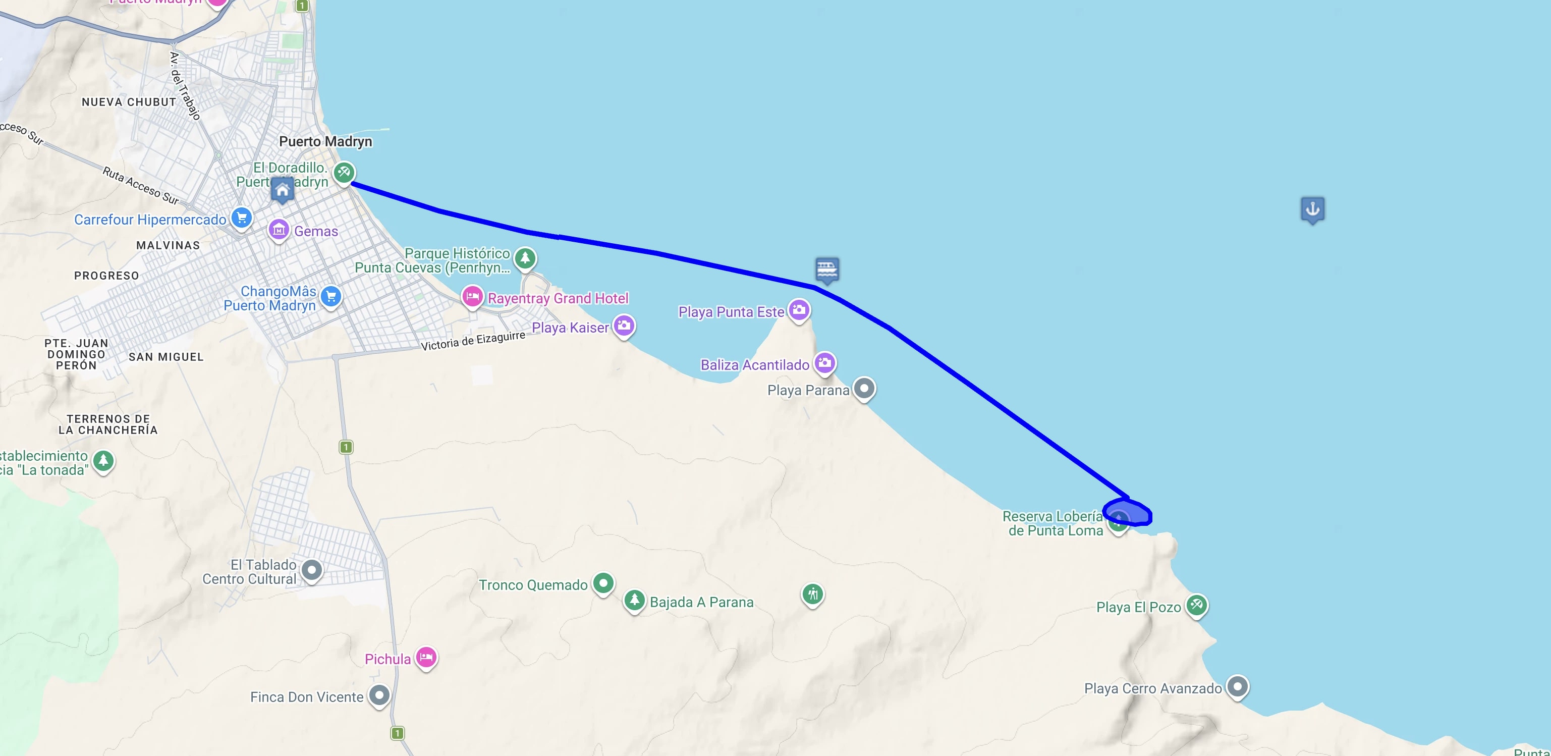 Map Snorkeling con Lobos Marinos en Punta Loma