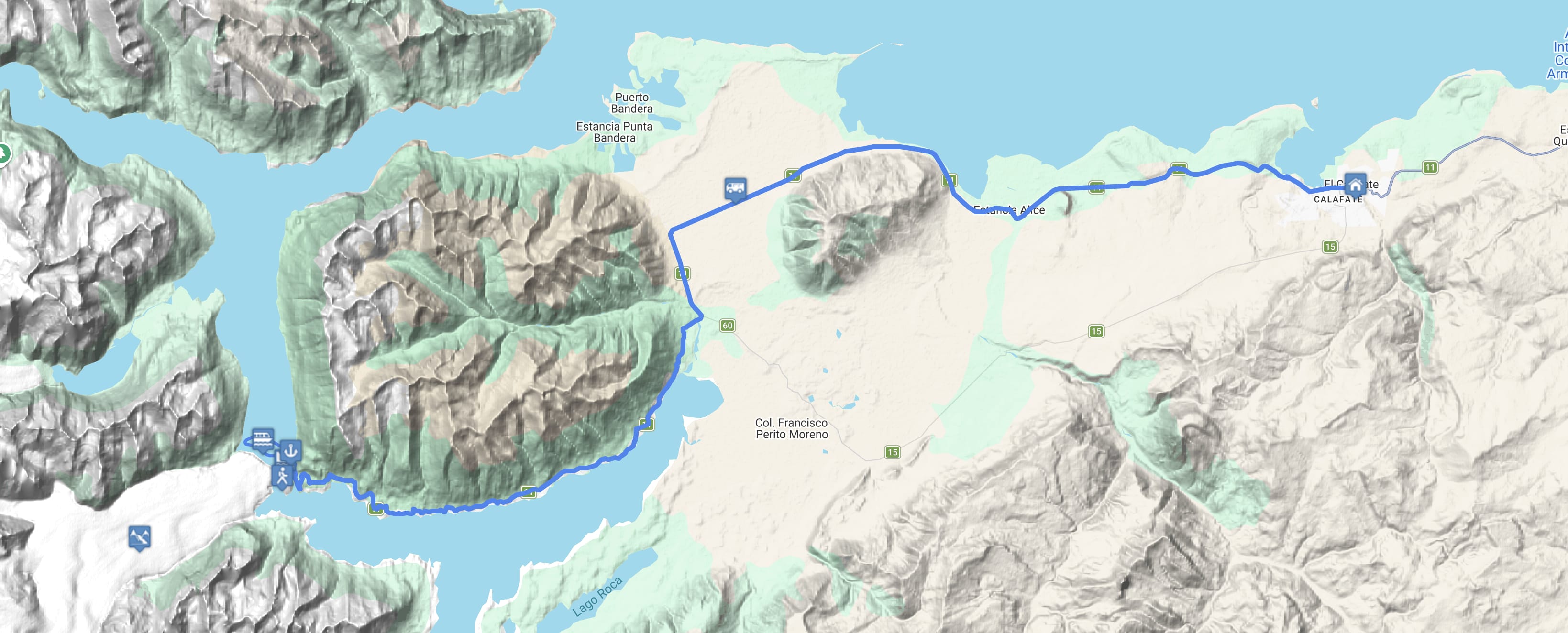 Map Perito Moreno: Pasarelas